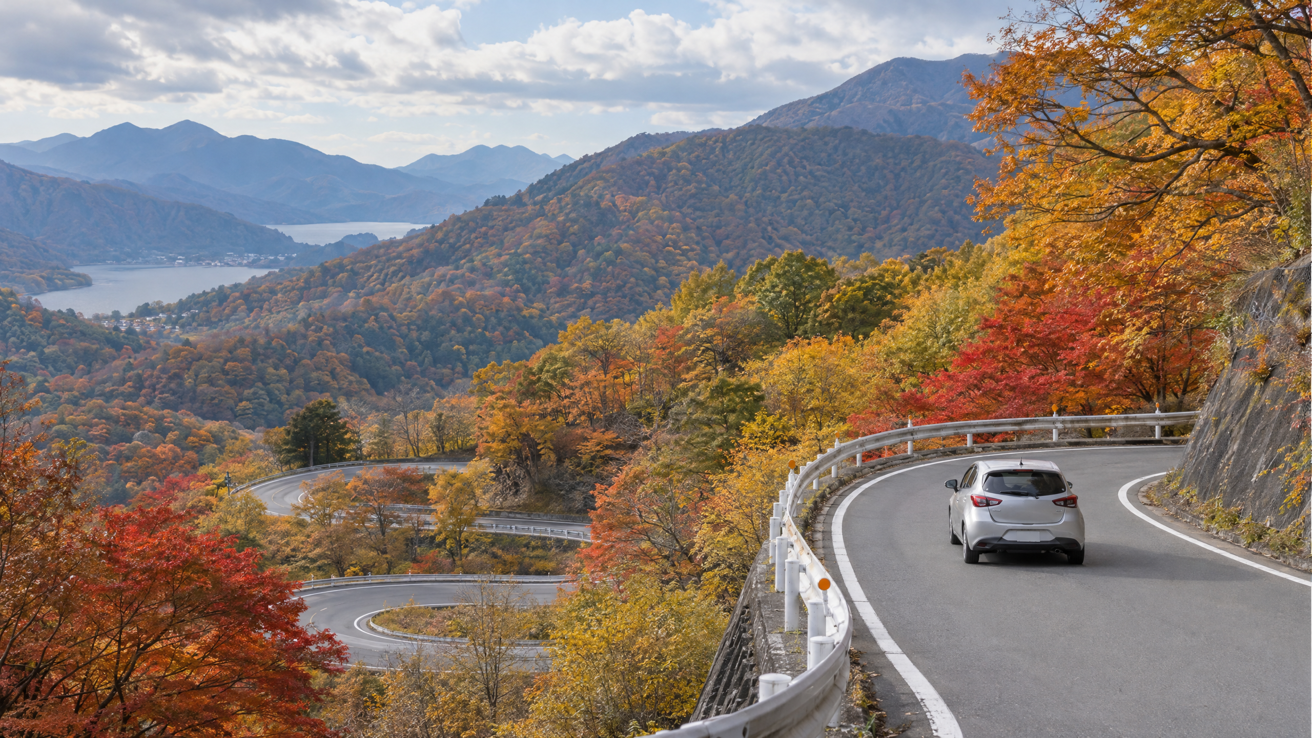 Autumn hairpin road in Nikko Irohazaka, Japan